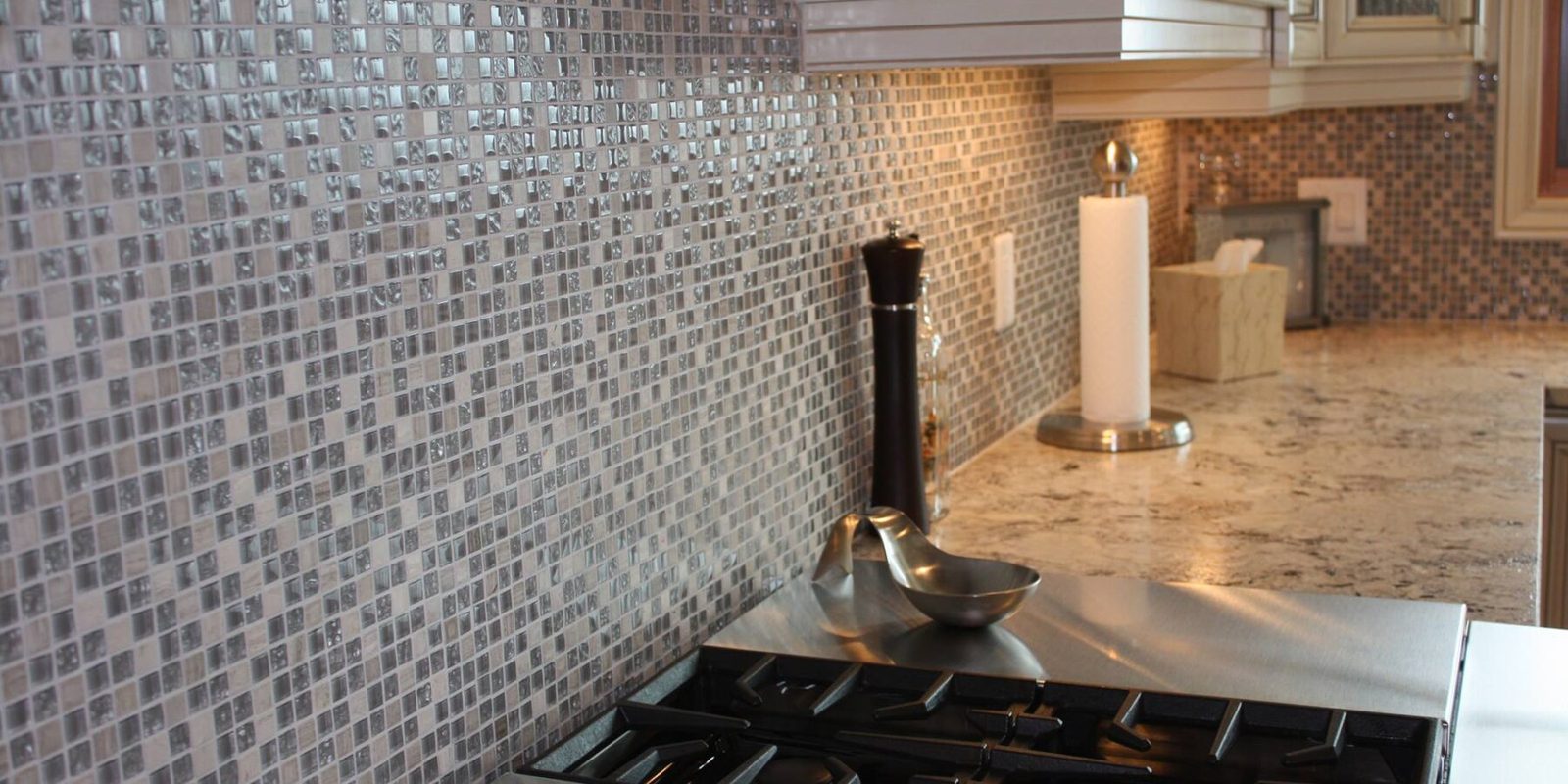 Mosaic tile kitchen backsplash