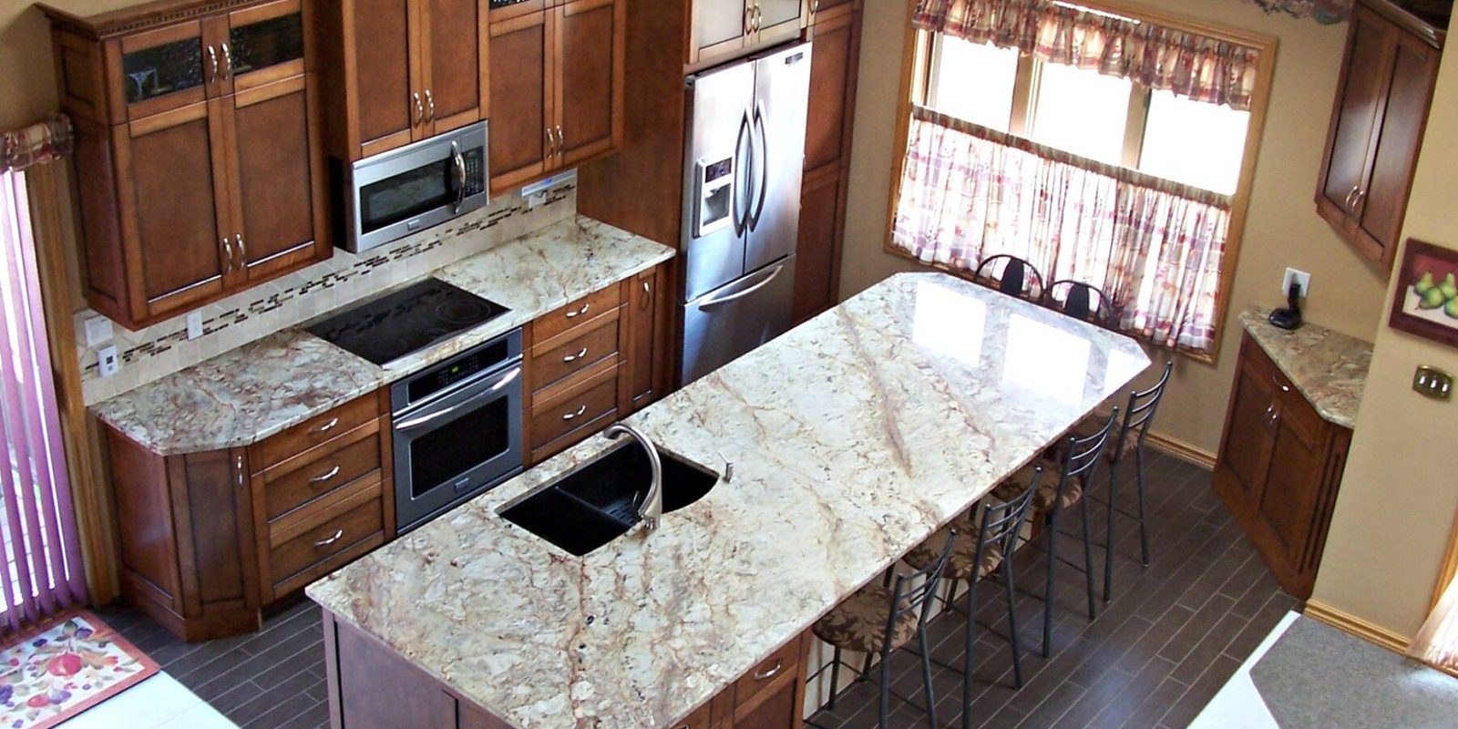 Kitchen with stone countertops